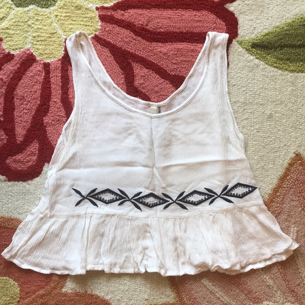 White ruffled crop top